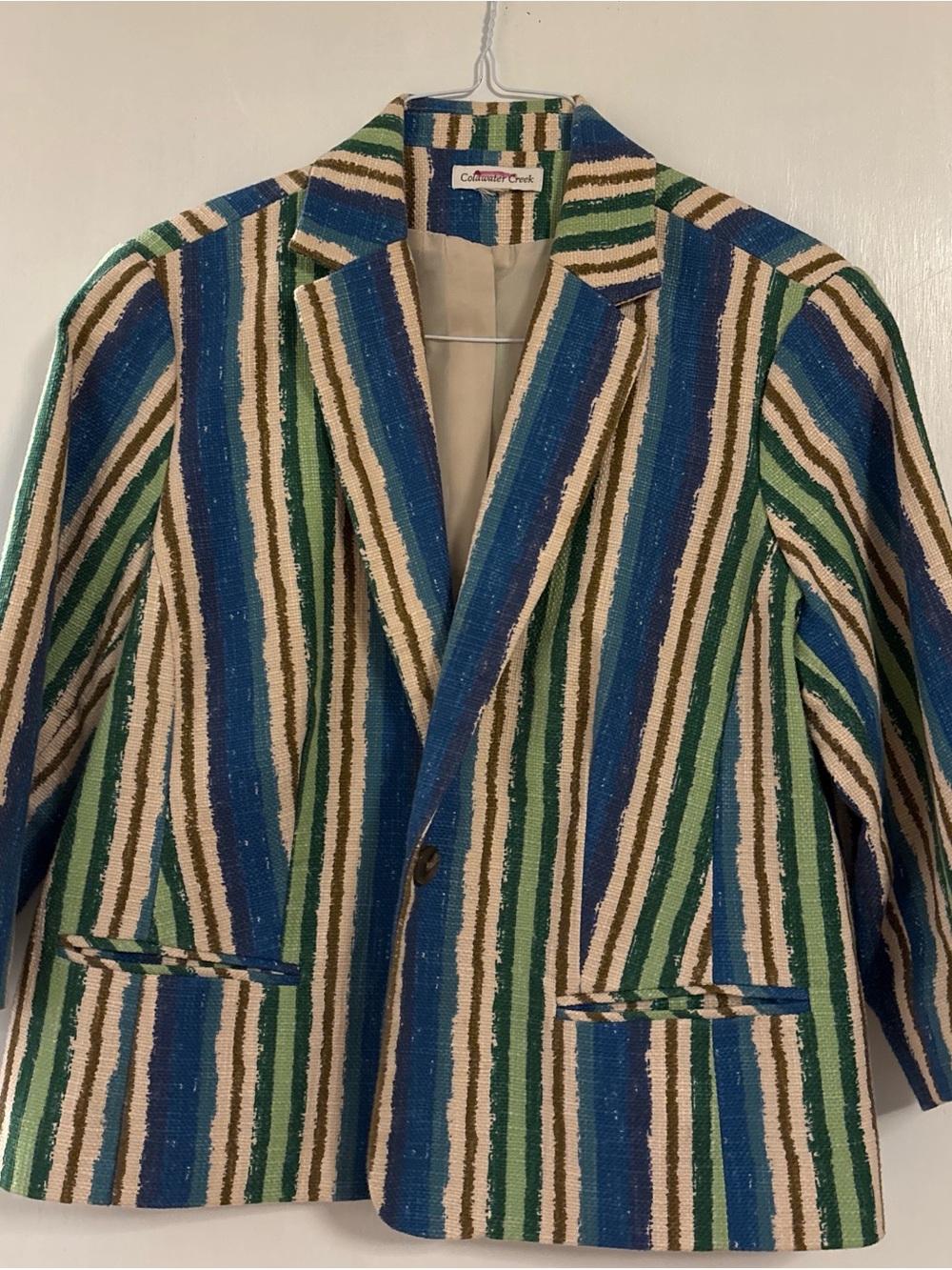 Coldwater Creek Striped Blazer - Blue, Green, Cream